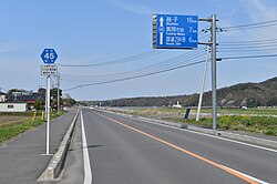 栃木県道45号つくば・真岡線 真岡市高田（2016年4月）