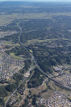 木更津南ジャンクションの空撮(館山自動車道)