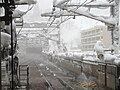 線路への散水例（上越新幹線越後湯沢駅）