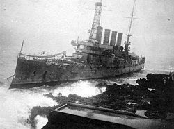 1916年8月29日に荒波でサント・ドミンゴで座礁したメンフィス。