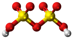 二硫酸分子の球棒モデル