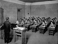 1915年当時の女学部中学科における授業風景