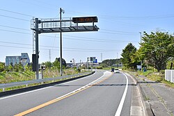 福島県大熊町で、放射線量を表示するLED道路表示板(2024年5月)