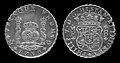 1739年メキシコ発行のスペイン・ドル硬貨