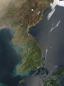 朝鮮半島周辺の衛星画像
