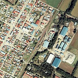 1977年の大正駅と周囲約500m範囲の空中写真