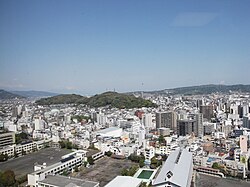 有度山や谷津山などのかつての島々を示す地形写真