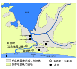 明応地震により消滅した浜名湖の陸地