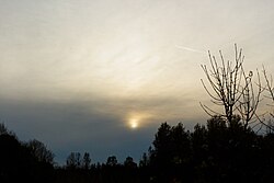 夕方の次第に濃くなる巻層雲