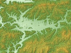 篠山盆地の地形図