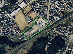 土浦支店の車庫敷地を示す空中写真