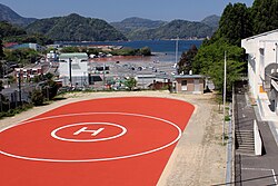 廃校跡に設置された飛行場外離着陸場