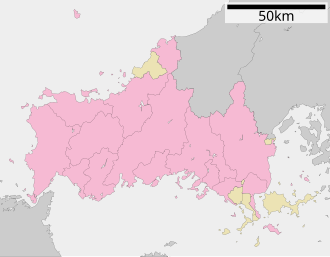 山口県内における竜王山の位置を示す地図