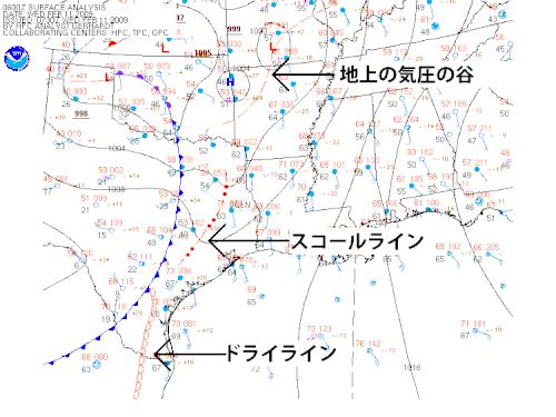 NOAAおよびNWSの天気図例