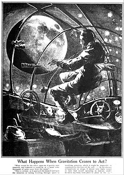 無重力状態を経験する宇宙飛行士の想像図 (1920年)