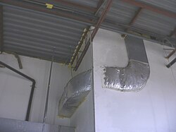 PUでコーティングされた空調ダクトの様子