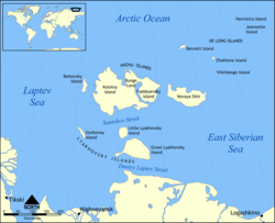 ノヴォシビルスク諸島の地図