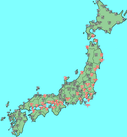 1984年(昭和59年)の寒候年における総降雪量を示す分布図