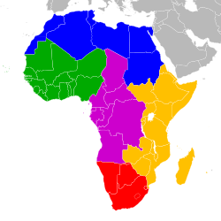 アフリカの地域区分図