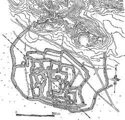 小田城平面図(古絵図による旧状を復元)