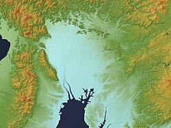 濃尾平野周辺の地形図