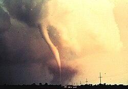 (比較用参考)積乱雲から漏斗雲が垂れ下がる竜巻