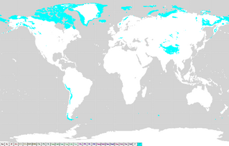 ツンドラ気候（ET）の世界的な分布
