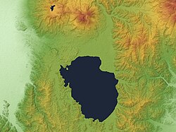 周辺地形図(上は猫魔火山と磐梯火山)