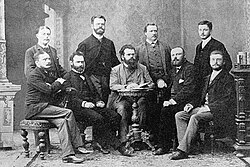 1887年、グラーツ大学でのボルツマンと同僚たち