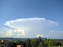 雲頂部が大きく広がったかなとこ雲
