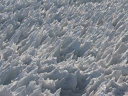 レーニア山の頂上火口にある小さなペニテンテ