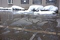 散水中の消雪パイプ（新潟県湯沢町）