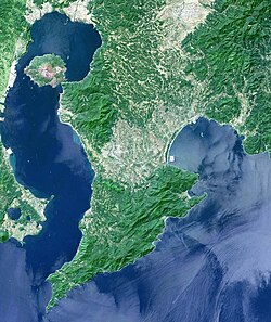 大隅半島のランドサット衛星写真