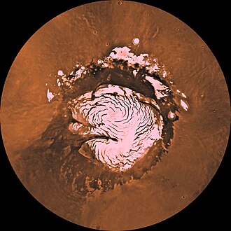 火星の極冠および氷床表面の地形