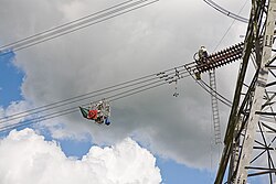 400KV線のメンテナンス作業(イギリス)