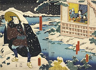 歌舞伎『東山桜荘子』の初演を描いた三代目歌川豊国の錦絵