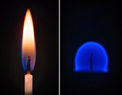 地上の炎と無重力下での炎