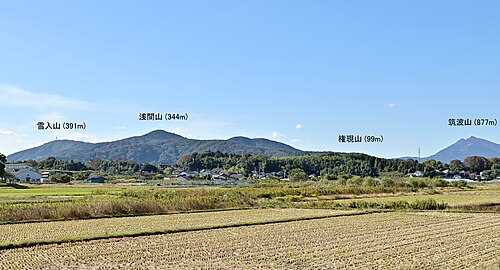 かすみがうら市から見た筑波山地