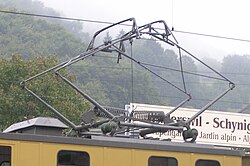 スイスの電気機関車の集電装置 (1911年製造/2007年撮影)