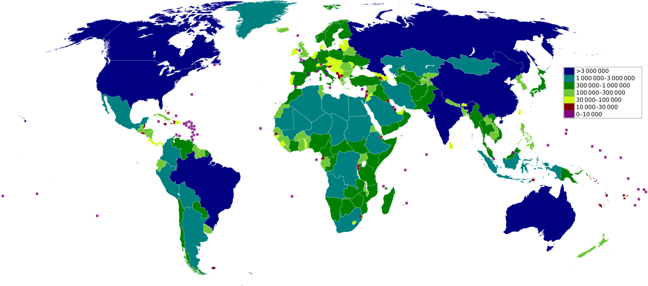 世界の国々および地域における総面積一覧