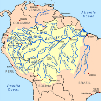 アマゾン川の流域図