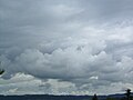 上空を覆う層積雲とその下の積雲群