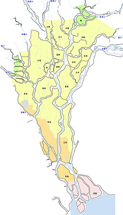 明治時代初期の輪中分布