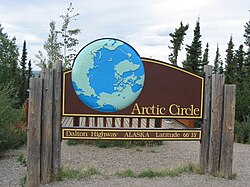 アラスカの北極線標識
