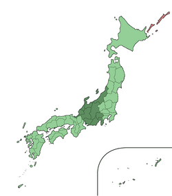 日本の中央部に位置する広域地域区分、中部地方の概要と行政的・文化的特徴