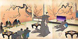 明治時代における鏡開きの様子を描いた図