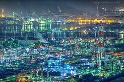 水島展望台から望む工業地帯の夜景