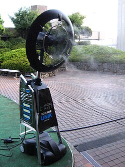 屋外に設置されているミスト冷却機（東急百貨店本店屋上）