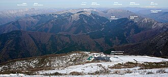 伊吹山から望む貝月山周辺の山並み