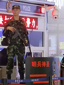 職務中の武警の警察官(中国)
